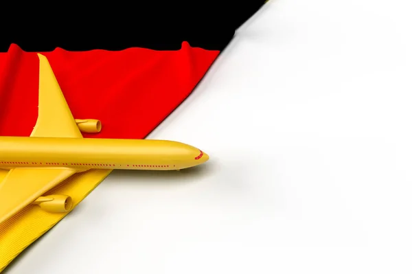 Επιβατικό Αεροπλάνο Και Σημαία Της Γερμανίας Απεικόνιση — Φωτογραφία Αρχείου
