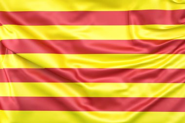 Katalan bayrağı, Katalonya 'nın İspanya' daki zengin kimliği ve mirasının canlı bir sembolü olan Senyera 'yı gururla dalgalandırıyor. 3B Hazırlama