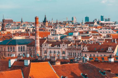 Prag çatı manzaralı. Çek Cumhuriyeti