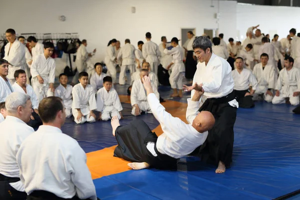Bishkek Kirgizistan Maj 2018 Seminarium Aikido Ledning Japanska Master Tomohiro — Stockfoto
