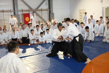 Asıl Aikido techn gerçekleştirme tekniği gösterir
