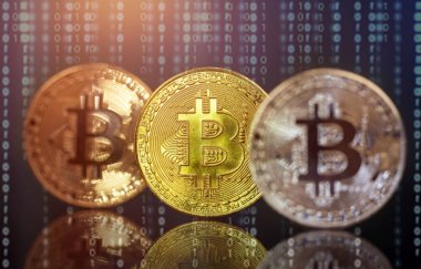 Altın Bitcoin Kripto para birimi. Yeni Sanal Para Konsepti.