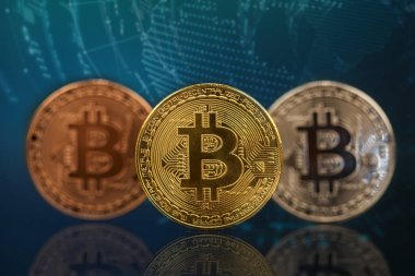 Altın Bitcoin Kripto para birimi. Yeni Sanal Para Konsepti.