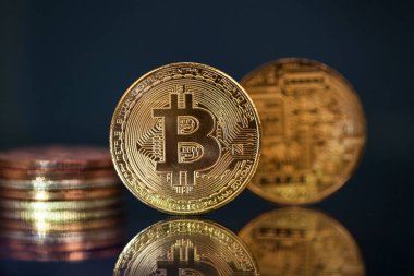 Altın Bitcoin Kripto para birimi. Yeni Sanal Para Konsepti.