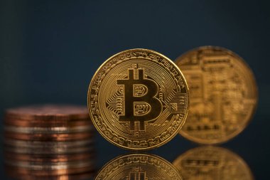 Altın Bitcoin Kripto para birimi. Yeni Sanal Para Konsepti.