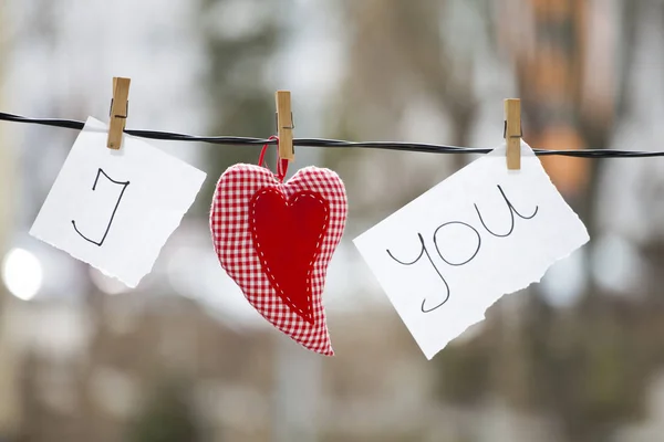 Love You Arka Plan Kalp Kelime Ile Asılı Seni Seviyorum — Stok fotoğraf