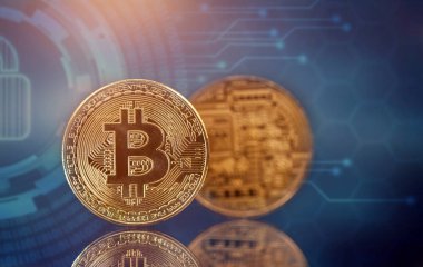 Altın Bitcoin Kripto para birimi. Yeni Sanal Para Konsepti.