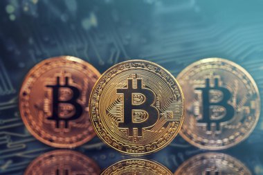 Altın Bitcoin Kripto para birimi. Yeni Sanal Para Konsepti.