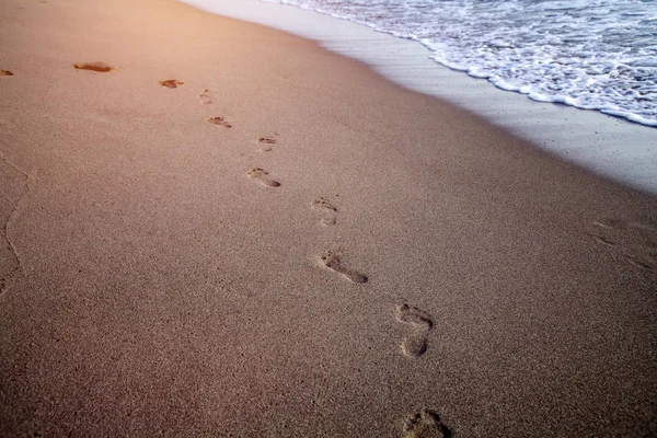 Fotavtryck Sand Stranden — Stockfoto