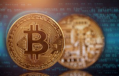 Altın Bitcoin Kripto para birimi. Yeni Sanal Para Konsepti.