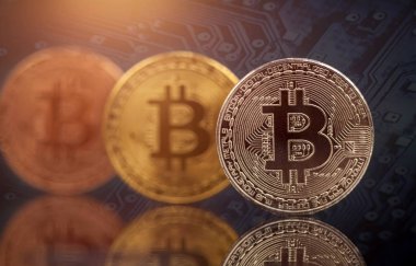 Altın Bitcoin Kripto para birimi. Yeni Sanal Para Konsepti.