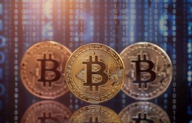 Altın Bitcoin Kripto para birimi. Yeni Sanal Para Konsepti.