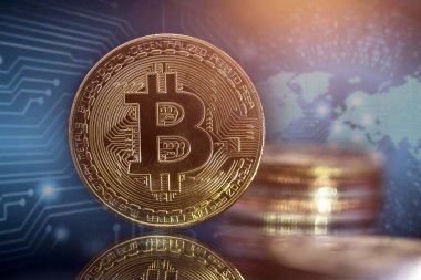 Altın Bitcoin Kripto para birimi. Yeni Sanal Para Konsepti.