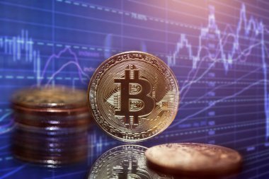 Altın Bitcoin Kripto para birimi. Yeni Sanal Para Konsepti.
