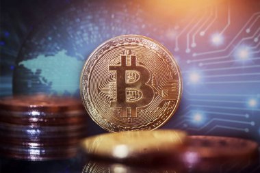 Altın Bitcoin Kripto para birimi. Yeni Sanal Para Konsepti.