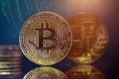 Altın Bitcoin Kripto para birimi. Yeni Sanal Para Konsepti.