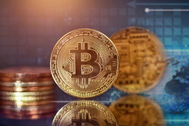 Altın Bitcoin Kripto para birimi. Yeni Sanal Para Konsepti.