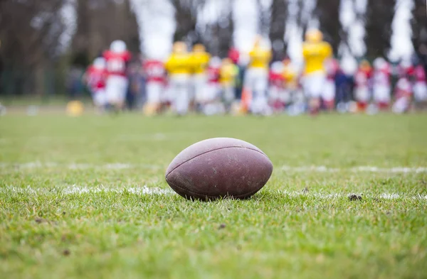 Primer Plano Fútbol Americano Campo Jugadores Fondo — Foto de Stock