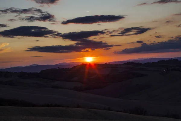 Hermosa Puesta Sol Toscana — Foto de Stock