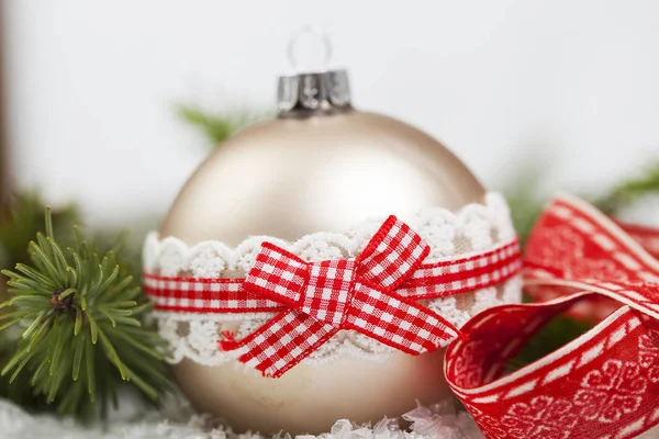 Röd Jul Dekorationer Holiday Bakgrund — Stockfoto