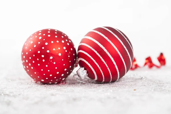 Red Christmas Baubles Isolated White — Stock Photo, Image