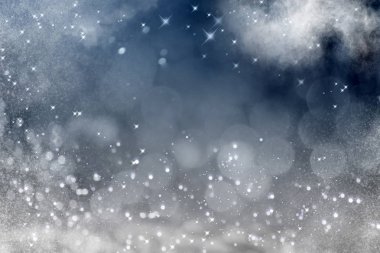 Yanıp sönen yıldız ve buz ile sihirli tatil glitter arka plan. Noel ışıkları bulanık bokeh.