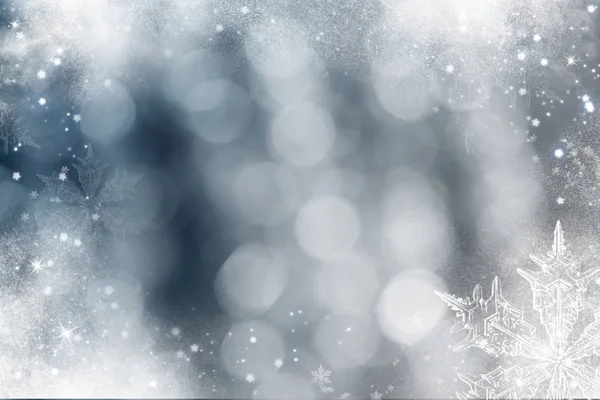 神奇的节日闪闪发光的背景闪烁的星星和冰 圣诞灯火模糊 — 图库照片