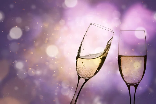 Шампанські Окуляри Блискучому Фоні — стокове фото