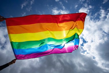 Breez'de renkli Lgbt bayrağı esiyor.