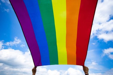 Breez'de renkli Lgbt bayrağı esiyor.