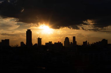 Sunset gökyüzü arka plan, Bangkok, Tayland cityscape arka plan.