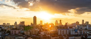Sunset gökyüzü arka plan, Bangkok, Tayland cityscape arka plan.