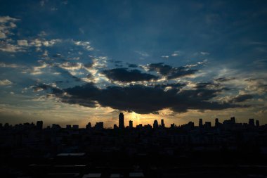 Sunset gökyüzü arka plan, Bangkok, Tayland cityscape arka plan.