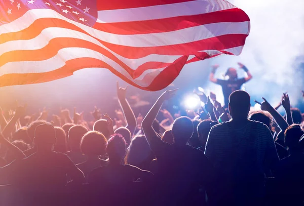 Crowd People Celebrating Independence Day United States America Usa Flag — Stock Photo, Image