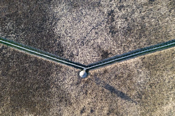 Υδροβιότοπος Marshes Και Reeds Από Την Κορυφαία Προβολή Αεροφωτογραφία Drone — Φωτογραφία Αρχείου