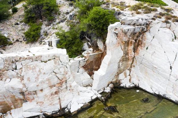 Vista Aérea Bloques Mármol Mar Aliki Isla Tasos Grecia — Foto de Stock