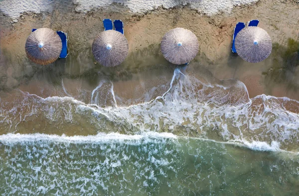 Vista Aérea Praia Areia Tropical Oceano Azul Com Águas Cristalinas — Fotografia de Stock