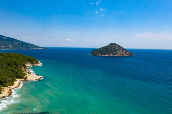 Landschap Met Geweldig Golden Beach Skala Potamia Thassos Egeïsche Zee — Stockfoto