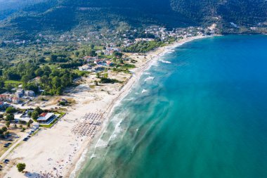 Thassos, Ege Denizi ve Yunanistan 'da şaşırtıcı Altın Plaj ve Skala Potamia manzarası