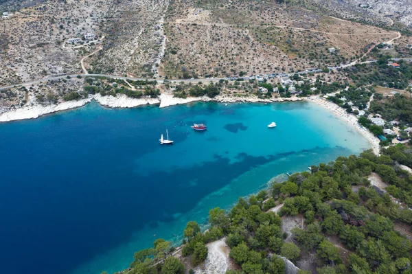 Aliki Nin Üzerinde Thassos Adası Yunanistan Yüksek Çözünürlüklü Hava Manzaralı — Stok fotoğraf