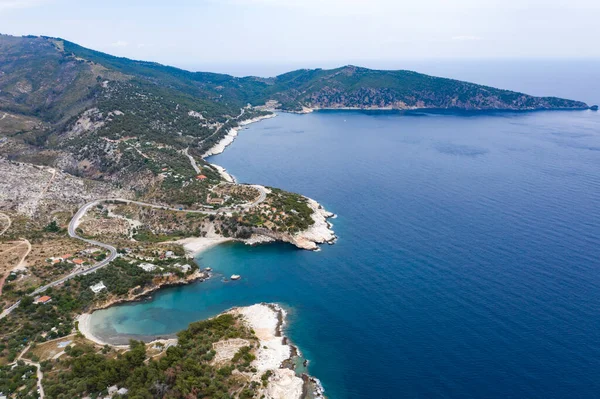 Dessus Île Thassos Grèce Fond Écran Haute Résolution Vue Aérienne — Photo