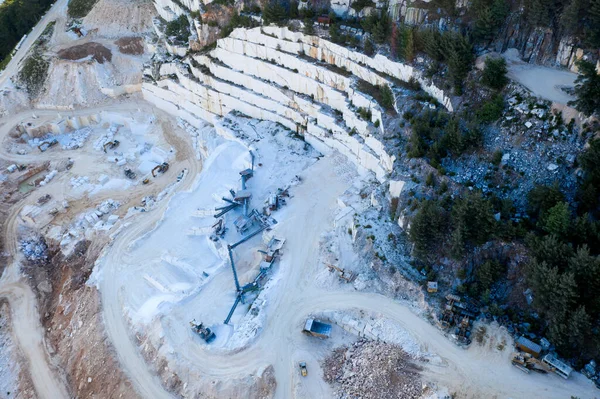 View Rocky Layers Large Impressive Open Pit White Marble Stone — Stock Photo, Image