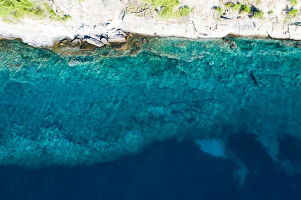 Veduta Aerea Blocchi Marmo Nel Mare Aliki Isola Taso Grecia — Foto Stock