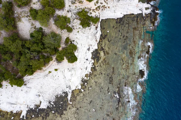 Vista Aérea Blocos Mármore Mar Aliki Ilha Thassos Grécia — Fotografia de Stock