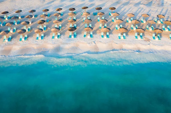 Vue Aérienne Plage Marbre Belle Plage Sable Blanc Grèce — Photo