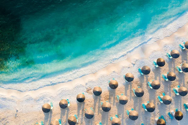 Vue Aérienne Plage Marbre Belle Plage Sable Blanc Grèce — Photo