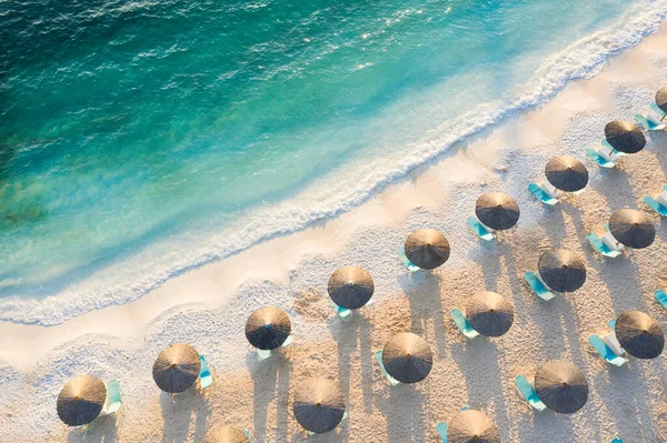 Вид Воздуха Мраморный Пляж Самый Красивый Белый Пляж Греции — стоковое фото