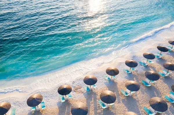 Vista Aérea Playa Mármol Playa Blanca Más Hermosa Grecia — Foto de Stock