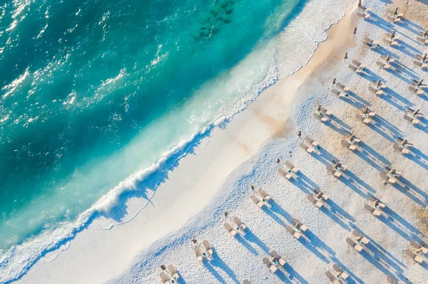 Vue Aérienne Plage Marbre Belle Plage Sable Blanc Grèce — Photo