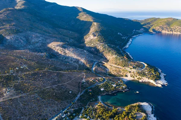 Vue Aérienne Village Aliki Ses Belles Plages Île Thassos Grèce — Photo